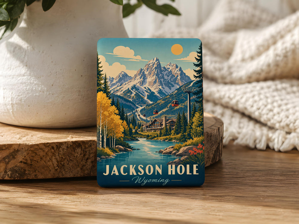 Jackson Hole Mountain Fridge Magnet, Wyoming Scenic Mountain Souvenir, Grand Teton Travel Keepsake Magnet