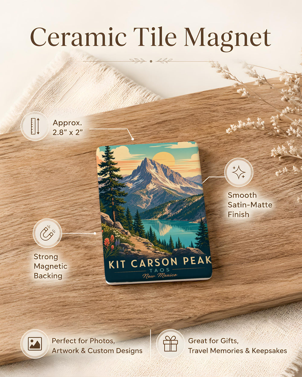Kit Carson Peak Fridge Magnet, Colorado Mountain Souvenir Magnet, Sangre de Cristo Range Travel Gift, Hiking Lover Magnet