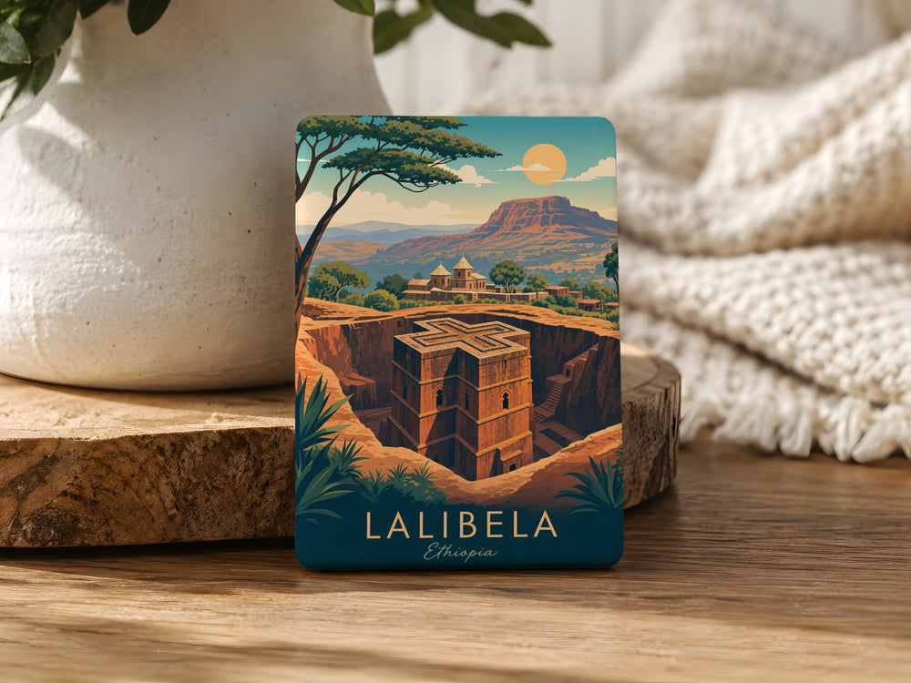 Lalibela Rock-Hewn Churches Fridge Magnet, Ethiopia Landmark Souvenir Magnet, Historic Church Site Refrigerator Magnet