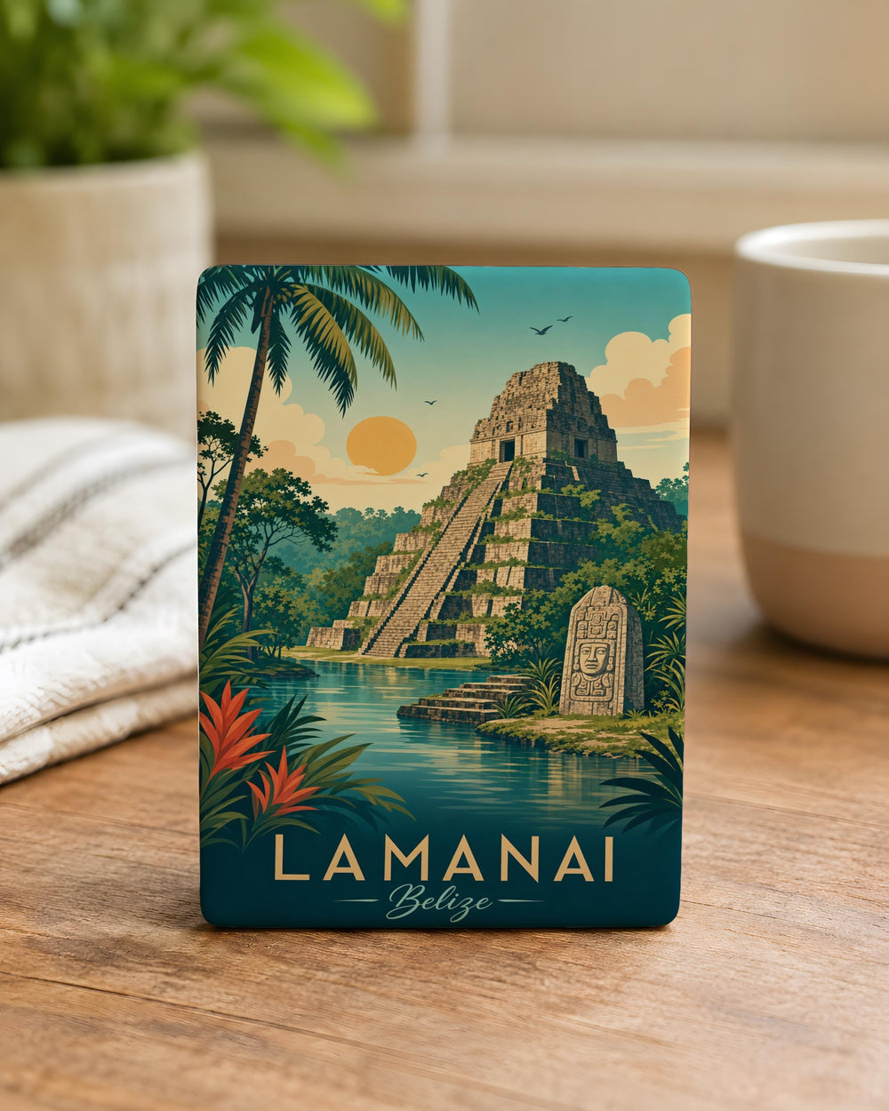 Lamanai Fridge Magnet, Belize Maya Ruins Souvenir Magnet, Ancient Temple Landmark Travel Gift, Archaeology History Keepsake