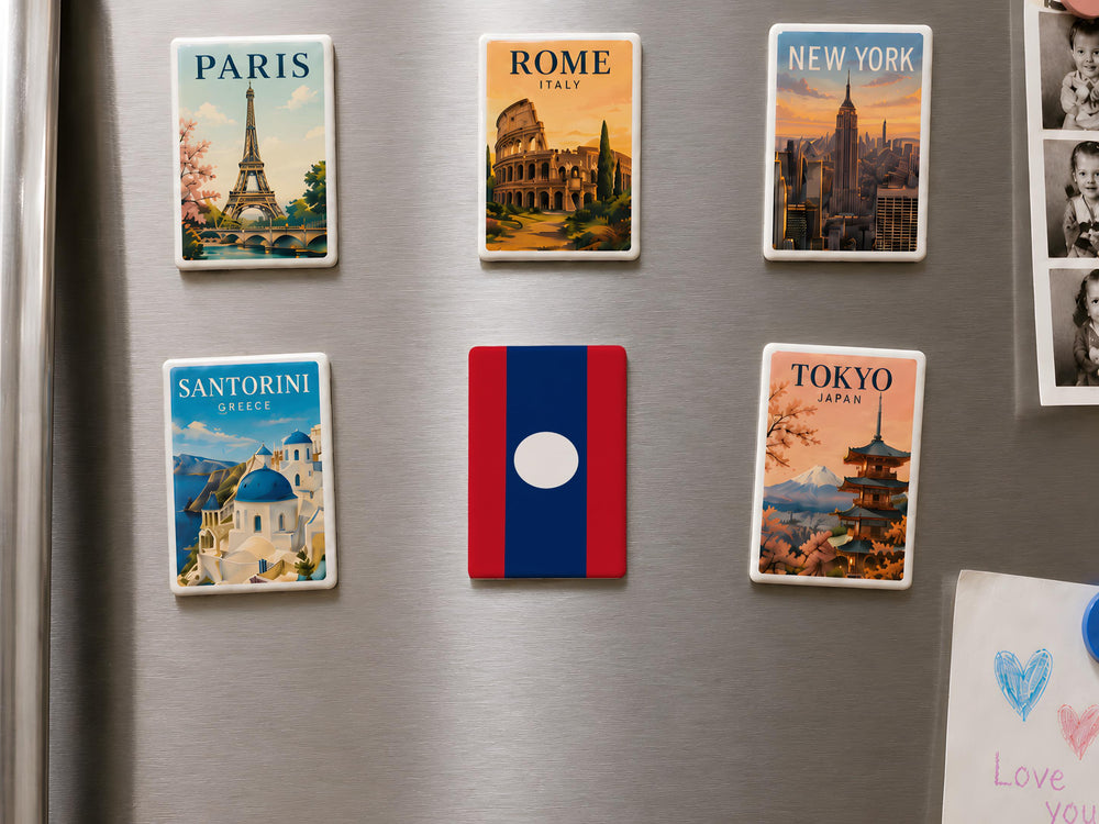 Laos Flag Fridge Magnet, Laos National Flag Magnet, Laos Souvenir Magnet, Laos Travel Gift, Southeast Asia Flag Magnet