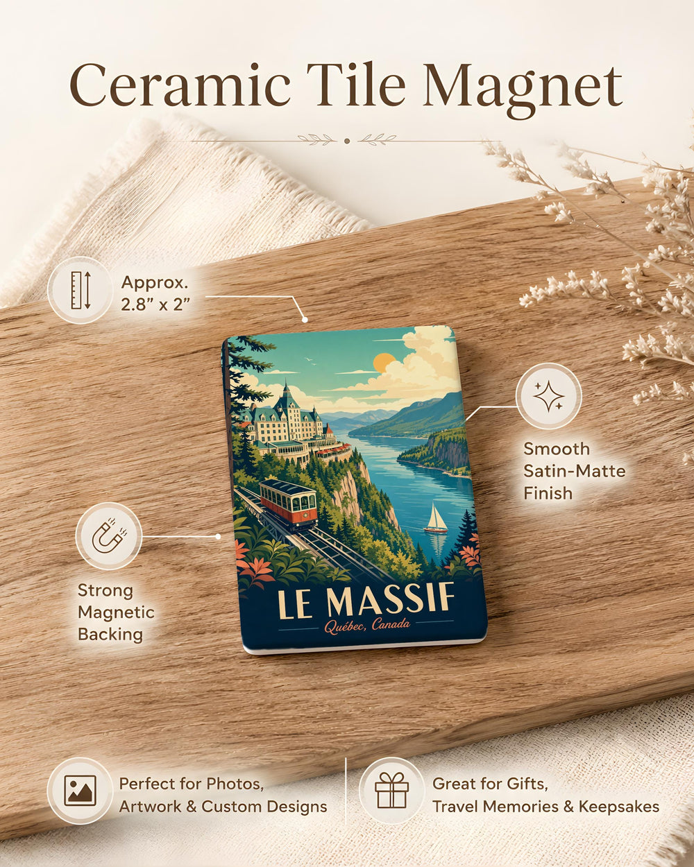 Le Massif Fridge Magnet, Mountain Ski Resort Souvenir Magnet, Quebec Canada Travel Keepsake Magnet