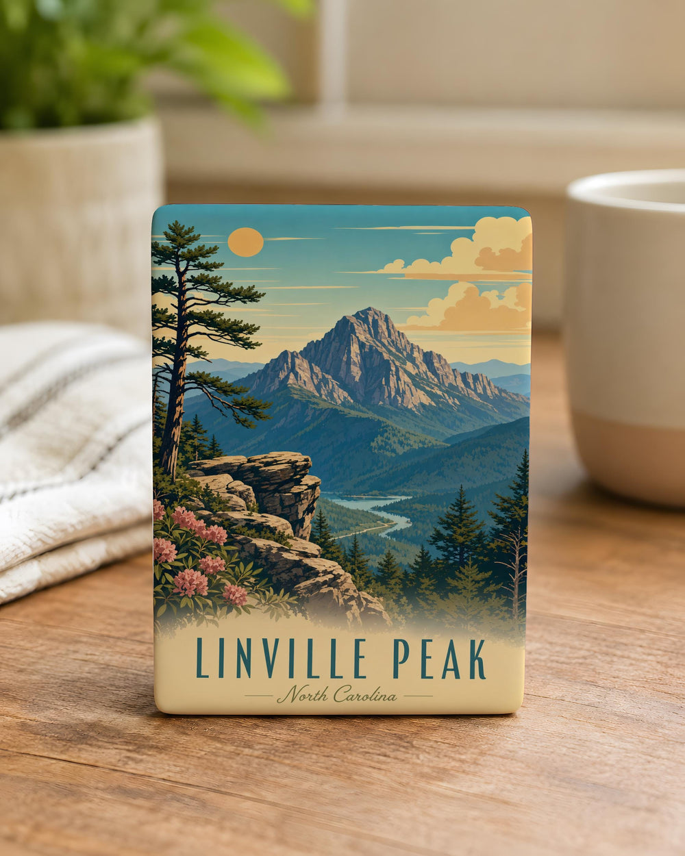Linville Peak Fridge Magnet, North Carolina Mountain Souvenir Magnet, Blue Ridge Mountains Travel Keepsake Magnet