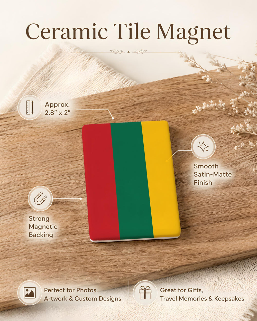 Lithuania Flag Fridge Magnet, Lithuanian Flag Magnet, Lithuania Souvenir Magnet, Baltic Country Flag Magnet, Lithuania Gift
