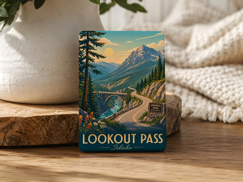 Lookout Pass Fridge Magnet, Mountain Pass Landmark Souvenir, Idaho Montana Travel Gift, Scenic Road Trip Keepsake Magnet