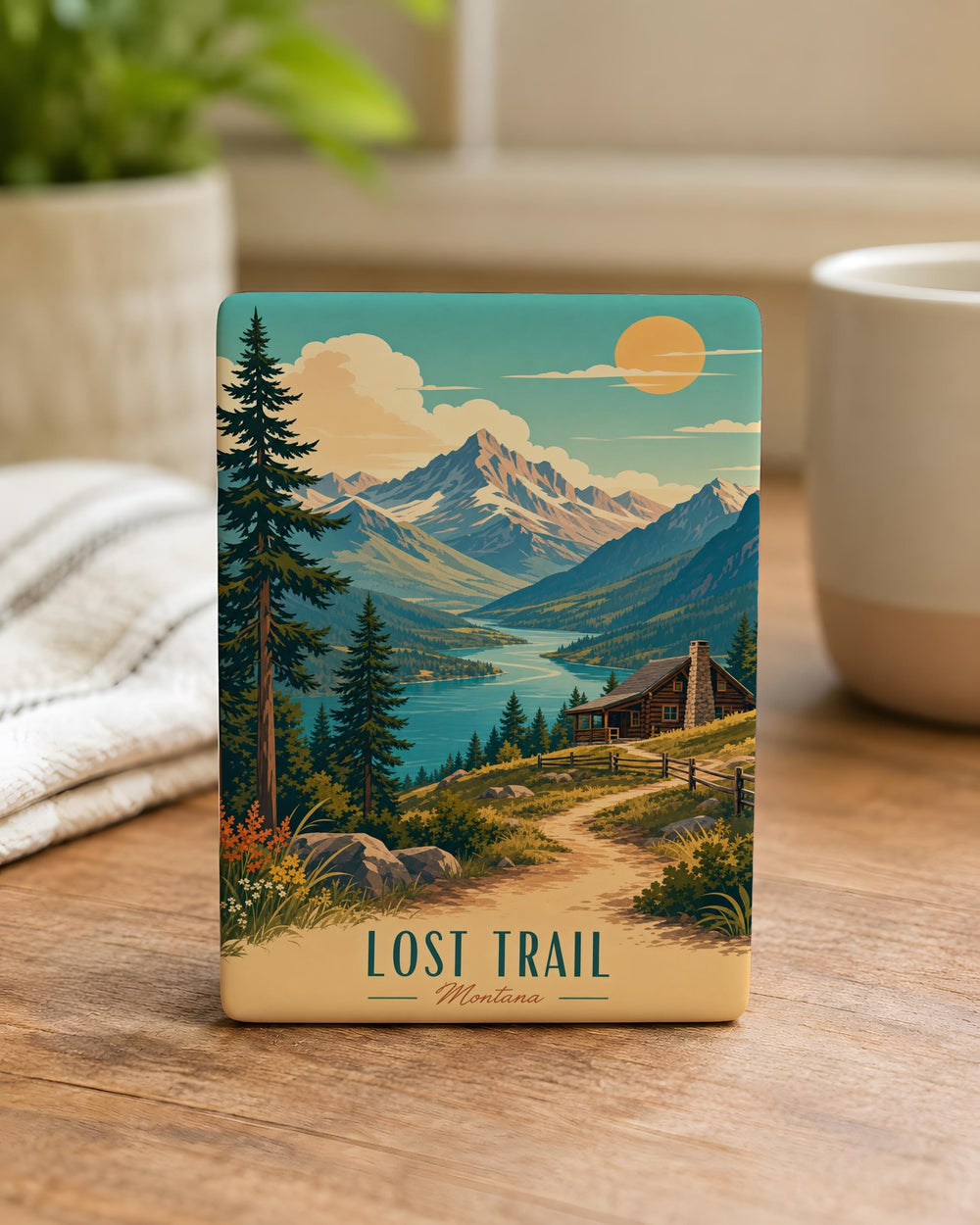 Lost Trail Fridge Magnet, Mountain Pass Travel Souvenir Magnet, Outdoor Hiking Adventure Keepsake, Nature Trail Decor Magnet