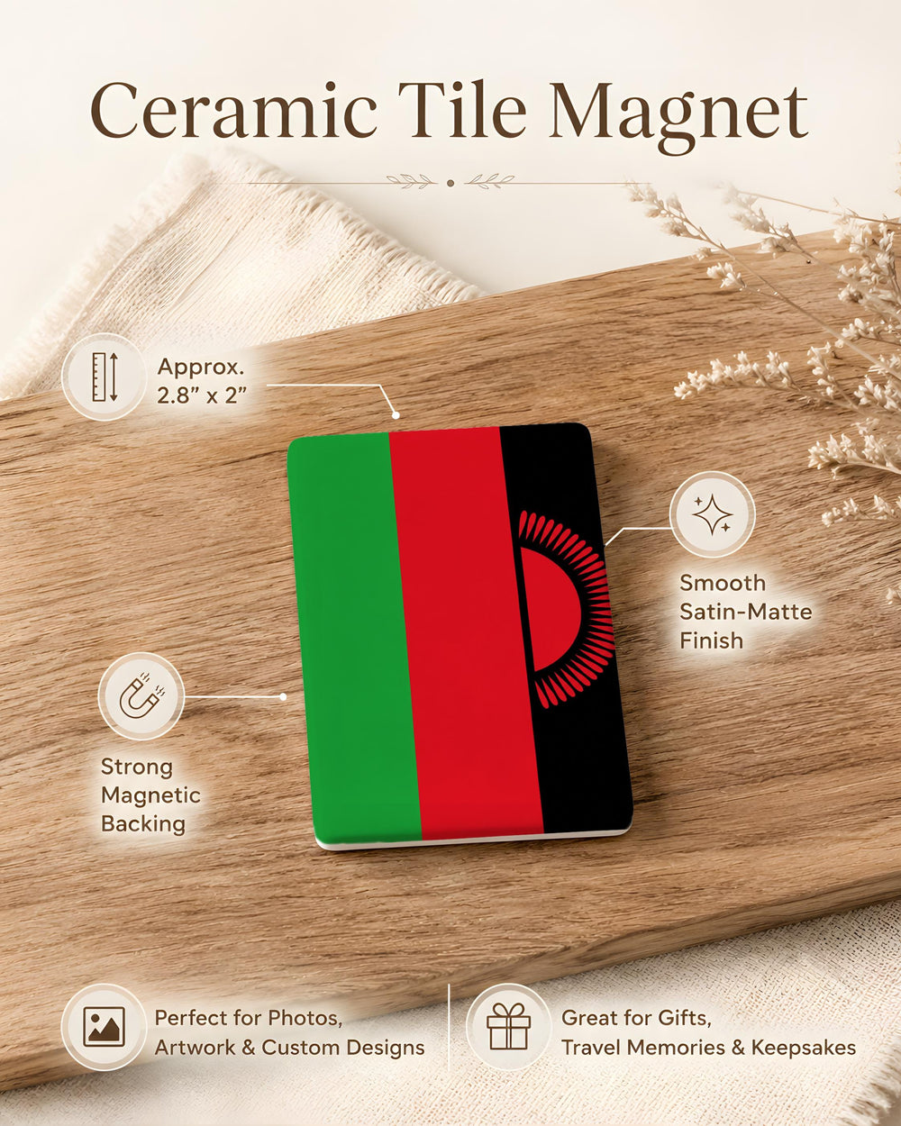 Malawi Flag Fridge Magnet, Malawi National Flag Magnet, Malawi Souvenir Magnet, Malawi Travel Gift, Country Flag Magnet