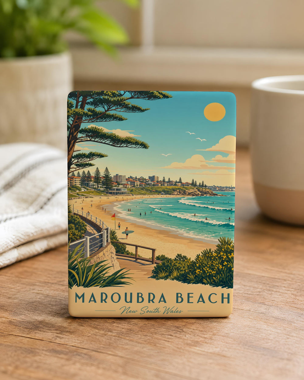Maroubra Beach Fridge Magnet, Sydney Australia Coastal Beach Souvenir Magnet, Maroubra NSW Travel Keepsake Gift