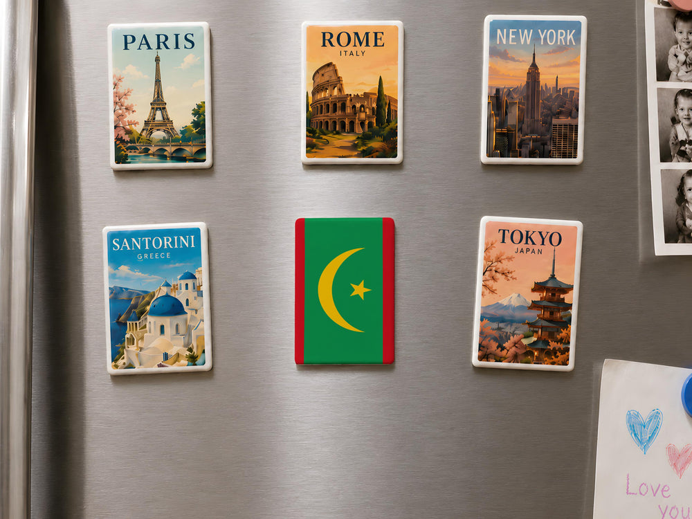 Mauritania Flag Fridge Magnet, Mauritanian National Flag Kitchen Magnet, Mauritania Souvenir Magnet Gift