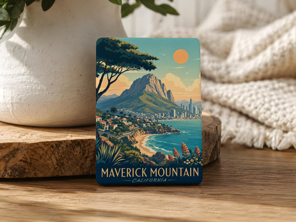 Maverick Mountain Fridge Magnet, Mountain Peak Souvenir Magnet, Outdoor Adventure Hiking Cabin Lodge Refrigerator Magnet