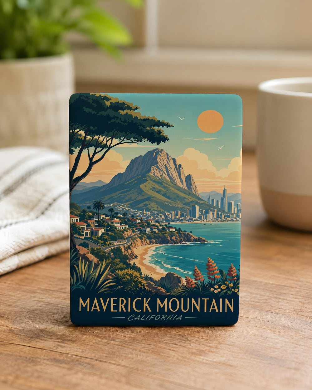 Maverick Mountain Fridge Magnet, Mountain Peak Souvenir Magnet, Outdoor Adventure Hiking Cabin Lodge Refrigerator Magnet