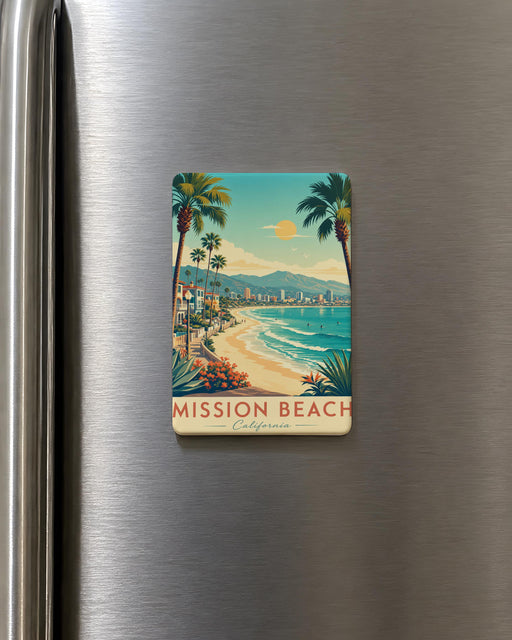 Mission Beach Fridge Magnet, San Diego California Beach Souvenir, Coastal Vacation Travel Keepsake, Oceanfront Landmark Gift