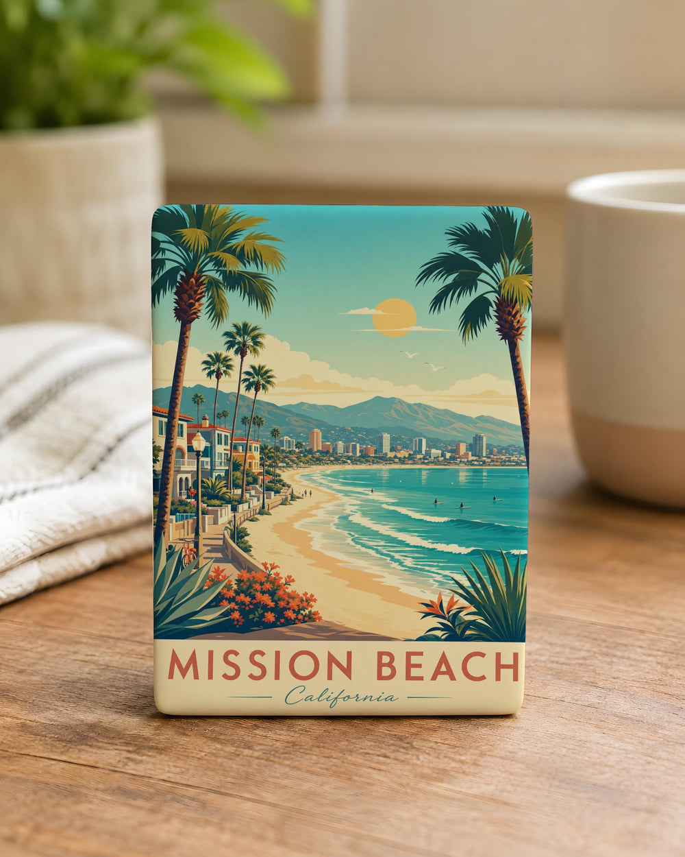 Mission Beach Fridge Magnet, San Diego California Beach Souvenir, Coastal Vacation Travel Keepsake, Oceanfront Landmark Gift