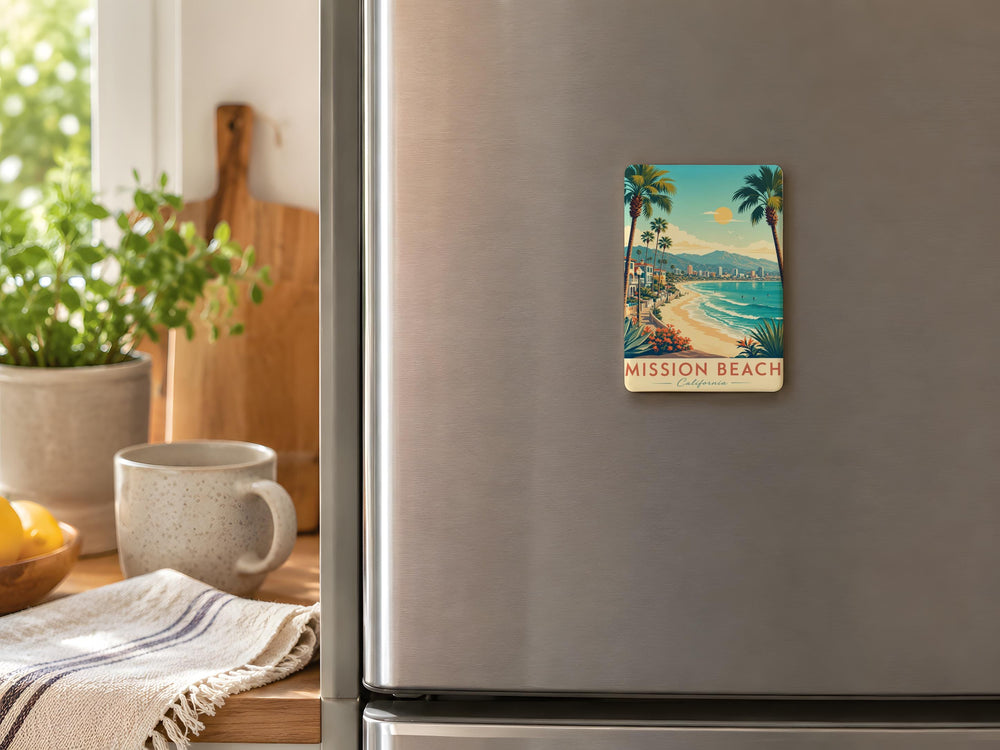 Mission Beach Fridge Magnet, San Diego California Beach Souvenir, Coastal Vacation Travel Keepsake, Oceanfront Landmark Gift
