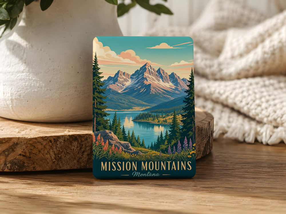 Mission Mountains Fridge Magnet, Montana Mountain Range Souvenir Magnet, Scenic Mission Range Refrigerator Magnet
