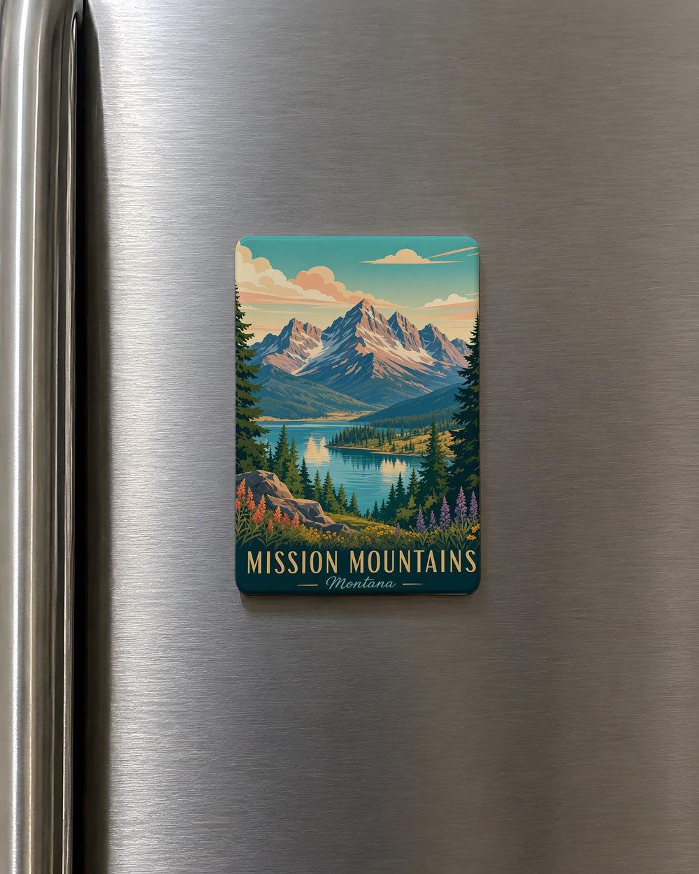 Mission Mountains Fridge Magnet, Montana Mountain Range Souvenir Magnet, Scenic Mission Range Refrigerator Magnet