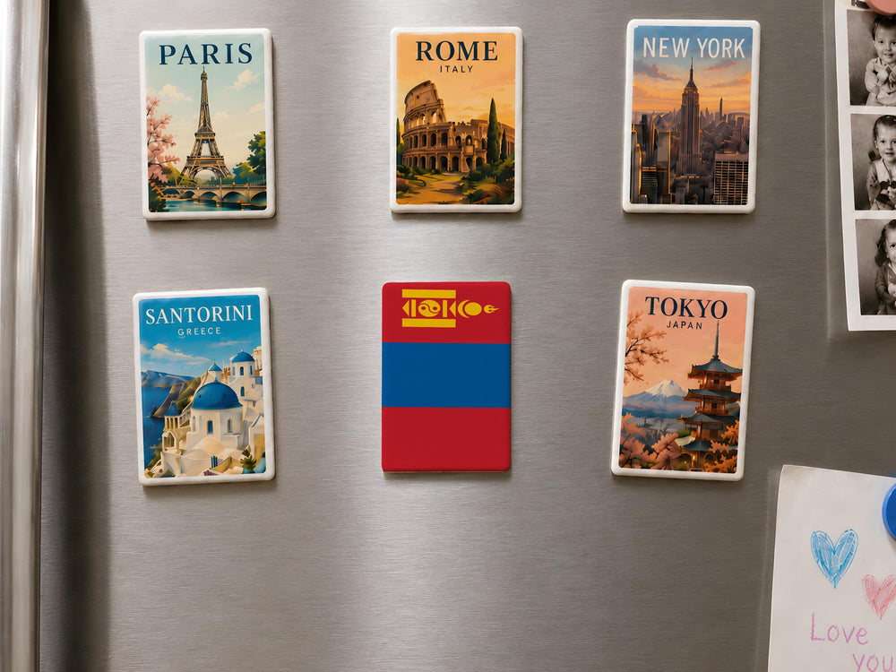 Mongolia Flag Fridge Magnet, Mongolian National Flag Magnet, Mongolia Souvenir Magnet, Travel Gift, Country Flag Magnet