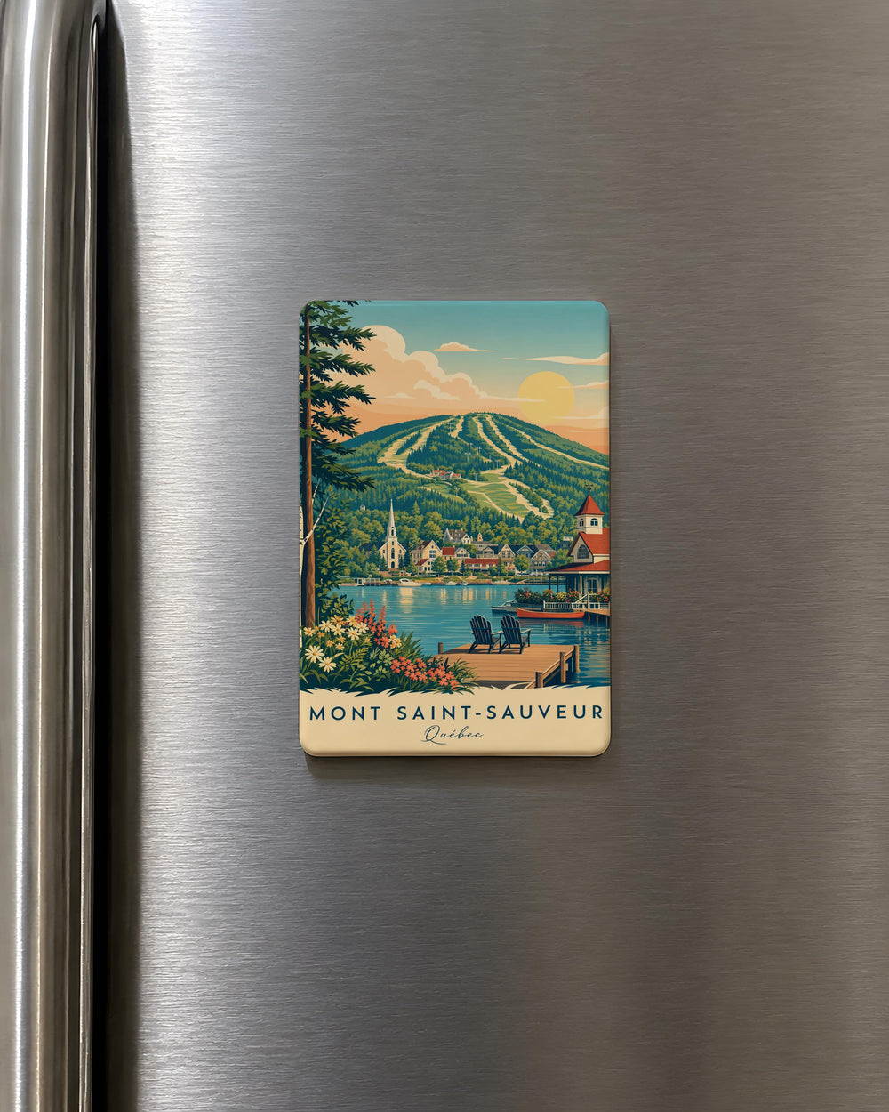 Mont Saint-Sauveur Fridge Magnet, Mont Saint-Sauveur Québec Souvenir Magnet, Canada Travel Landmark Magnet