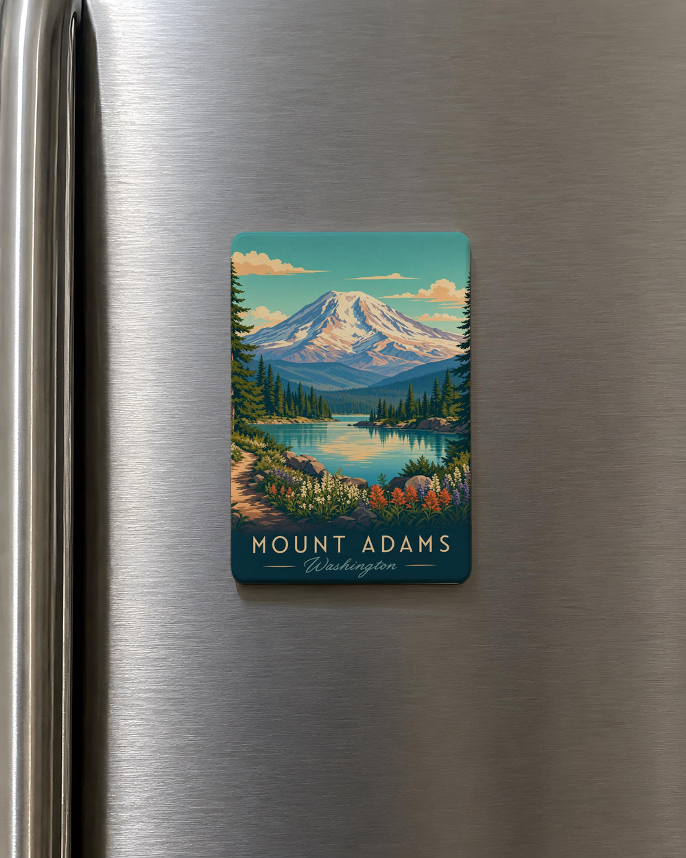 Mount Adams Fridge Magnet, Washington Mountain Souvenir Magnet, Cascade Range Peak Travel Keepsake, Pacific Northwest Decor Magnet