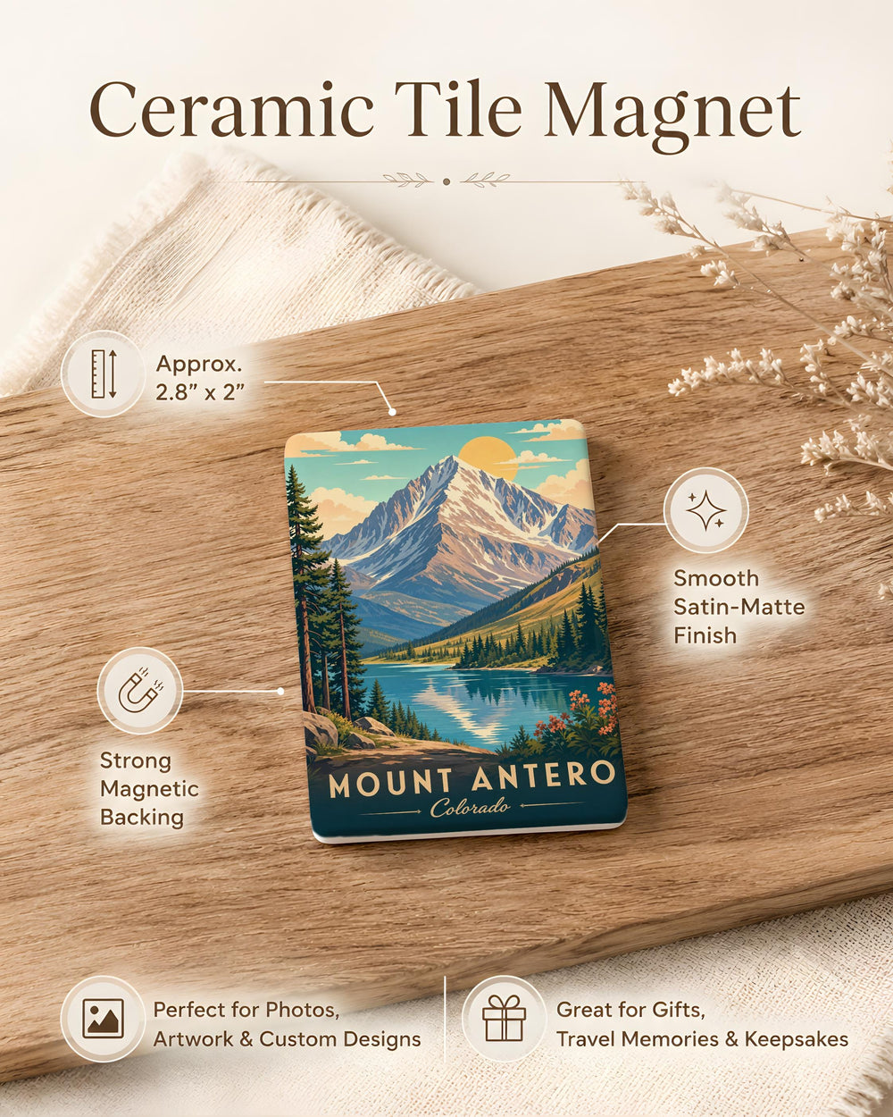 Mount Antero Fridge Magnet, Colorado Mountain Souvenir Magnet, Rocky Mountains Travel Keepsake, Peak Landmark Magnet