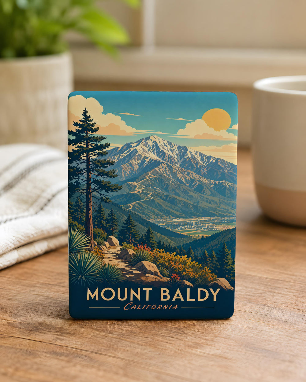 Mount Baldy Fridge Magnet, Mount Baldy Mountain Souvenir Magnet, California Hiking Peak Travel Keepsake Magnet