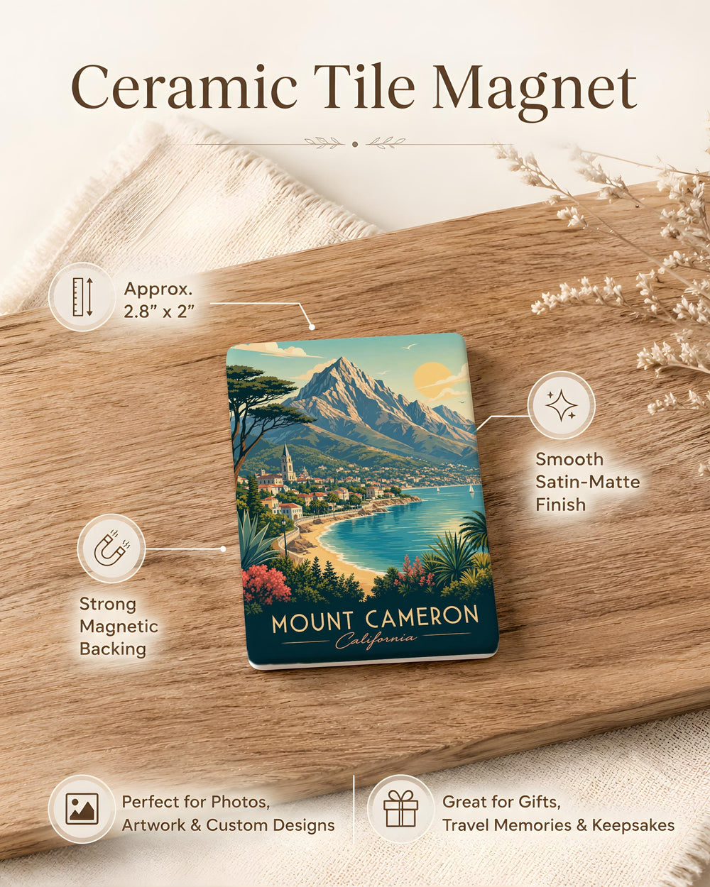 Mount Cameron Fridge Magnet, Mount Cameron Peak Souvenir Magnet, Mountain Travel Keepsake, Hiking Gift, Nature Lover Magnet