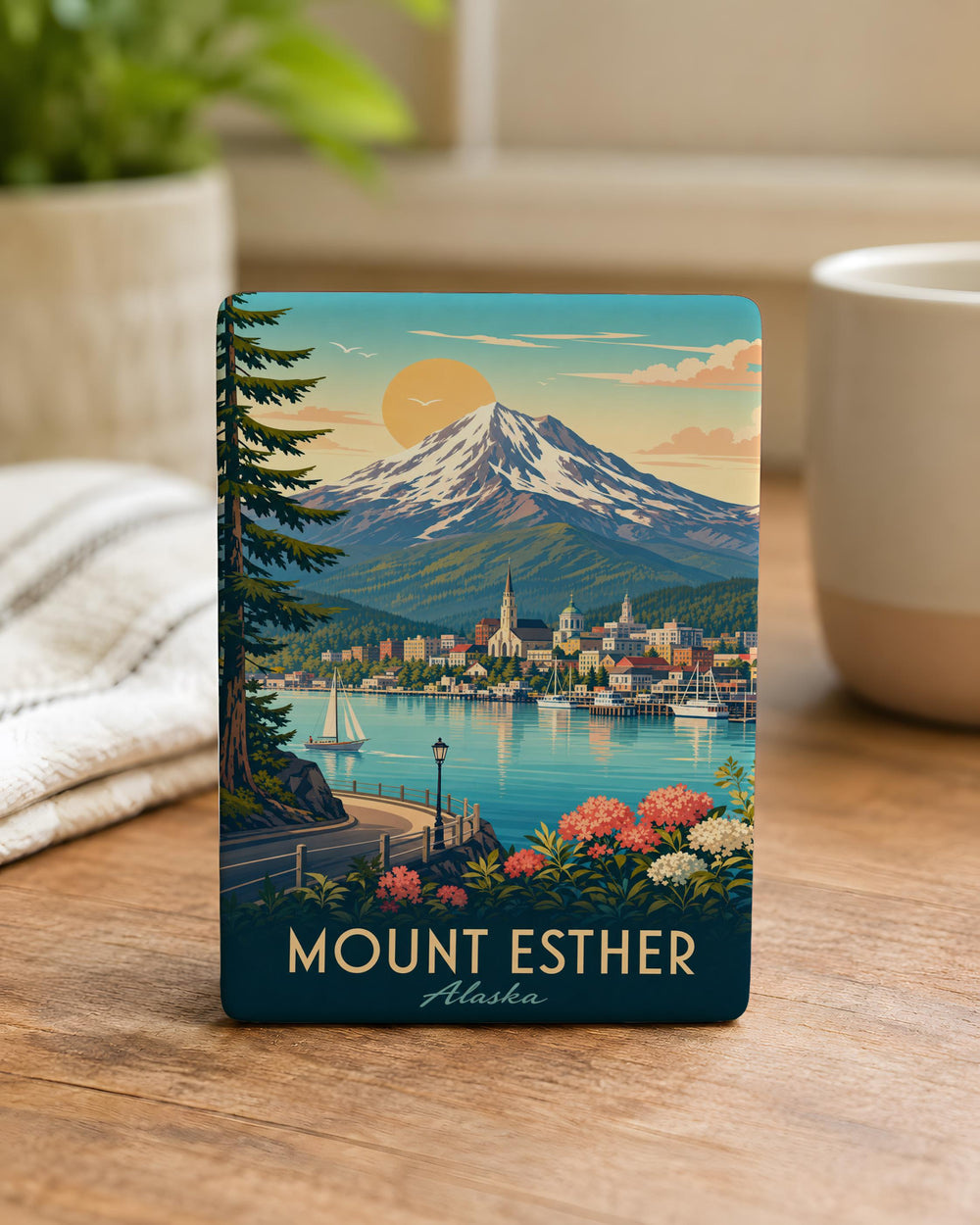 Mount Esther Fridge Magnet, Mountain Peak Souvenir Magnet, Outdoor Hiking Travel Keepsake, Nature Landscape Refrigerator Magnet