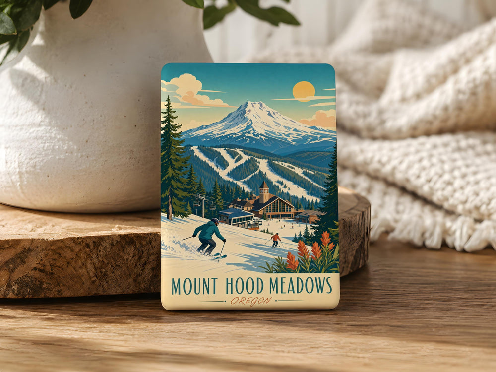 Mount Hood Meadows Fridge Magnet, Oregon Ski Resort Mountain Landscape Souvenir Magnet