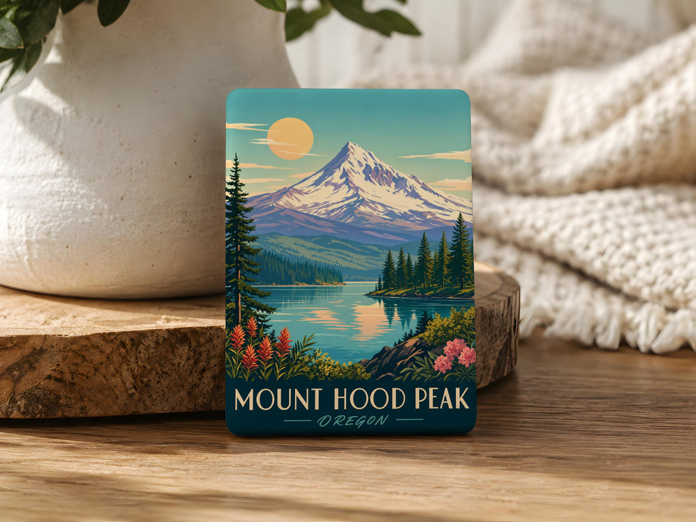 Mount Hood Peak Fridge Magnet, Oregon Mountain Landmark Souvenir, Cascade Range Outdoor Adventure Gift