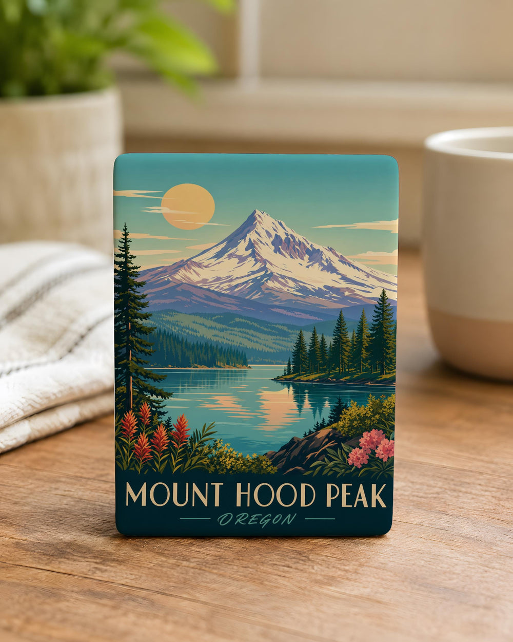 Mount Hood Peak Fridge Magnet, Oregon Mountain Landmark Souvenir, Cascade Range Outdoor Adventure Gift