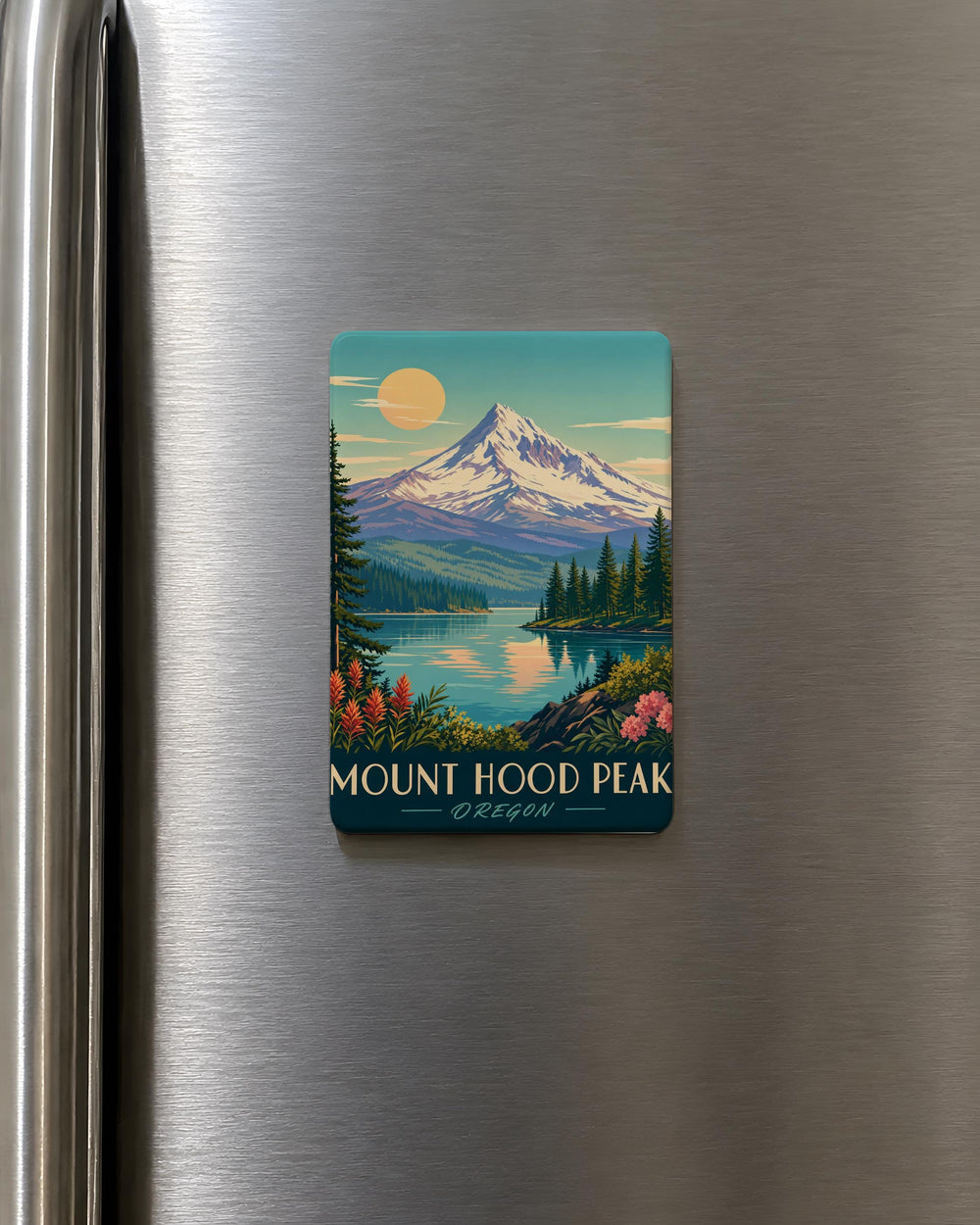 Mount Hood Peak Fridge Magnet, Oregon Mountain Landmark Souvenir, Cascade Range Outdoor Adventure Gift