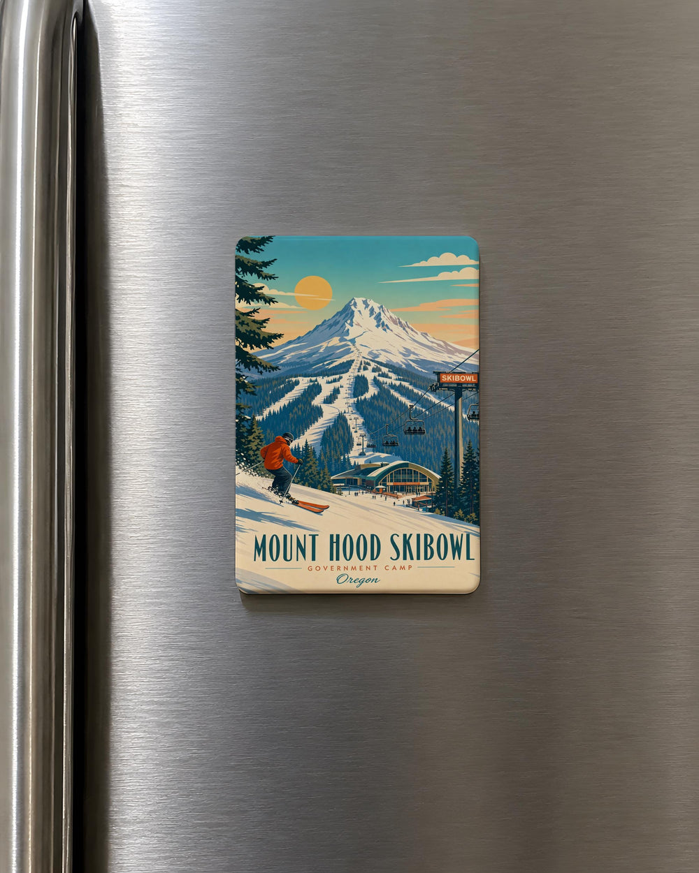 Mount Hood Skibowl Fridge Magnet, Oregon Ski Resort Souvenir Magnet, Mt Hood Winter Skiing Travel Keepsake Gift