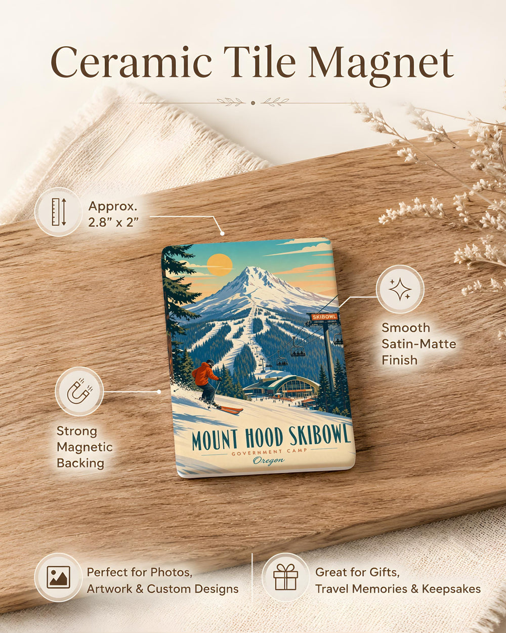 Mount Hood Skibowl Fridge Magnet, Oregon Ski Resort Souvenir Magnet, Mt Hood Winter Skiing Travel Keepsake Gift