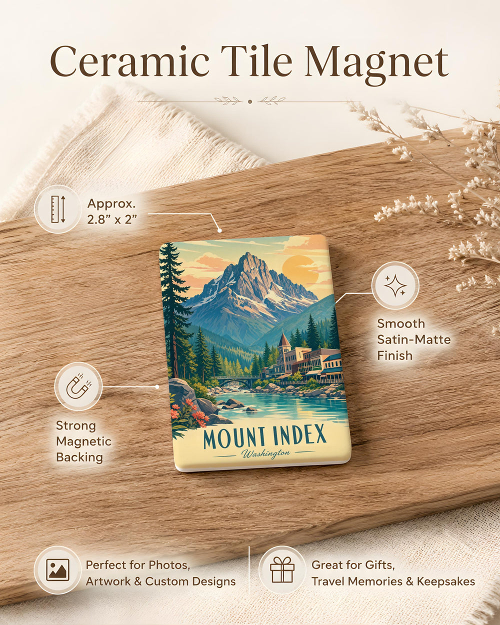 Mount Index Mountain Fridge Magnet, Washington Cascades Peak Souvenir Magnet, Hiking Trail Gift, Outdoor Adventure Keepsake