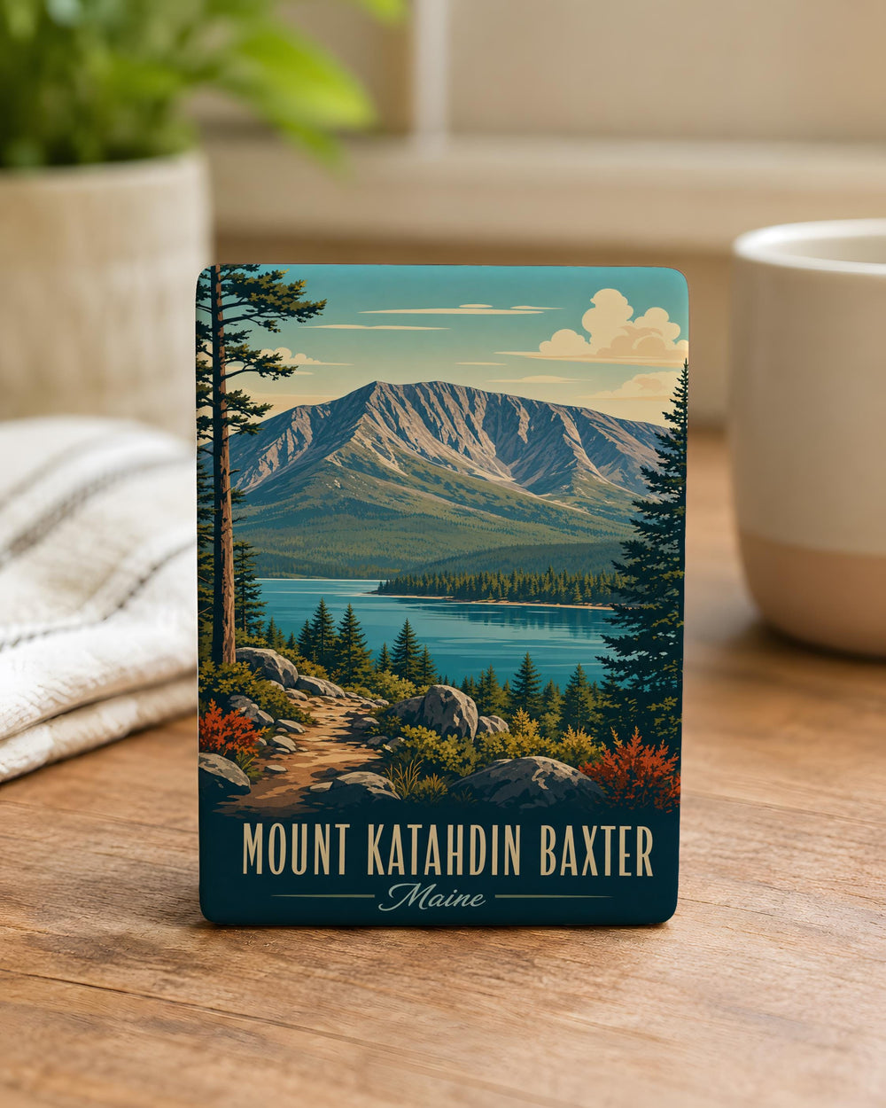 Mount Katahdin Baxter State Park Fridge Magnet, Maine Mountain Souvenir Magnet, Hiking Outdoor Travel Keepsake Gift