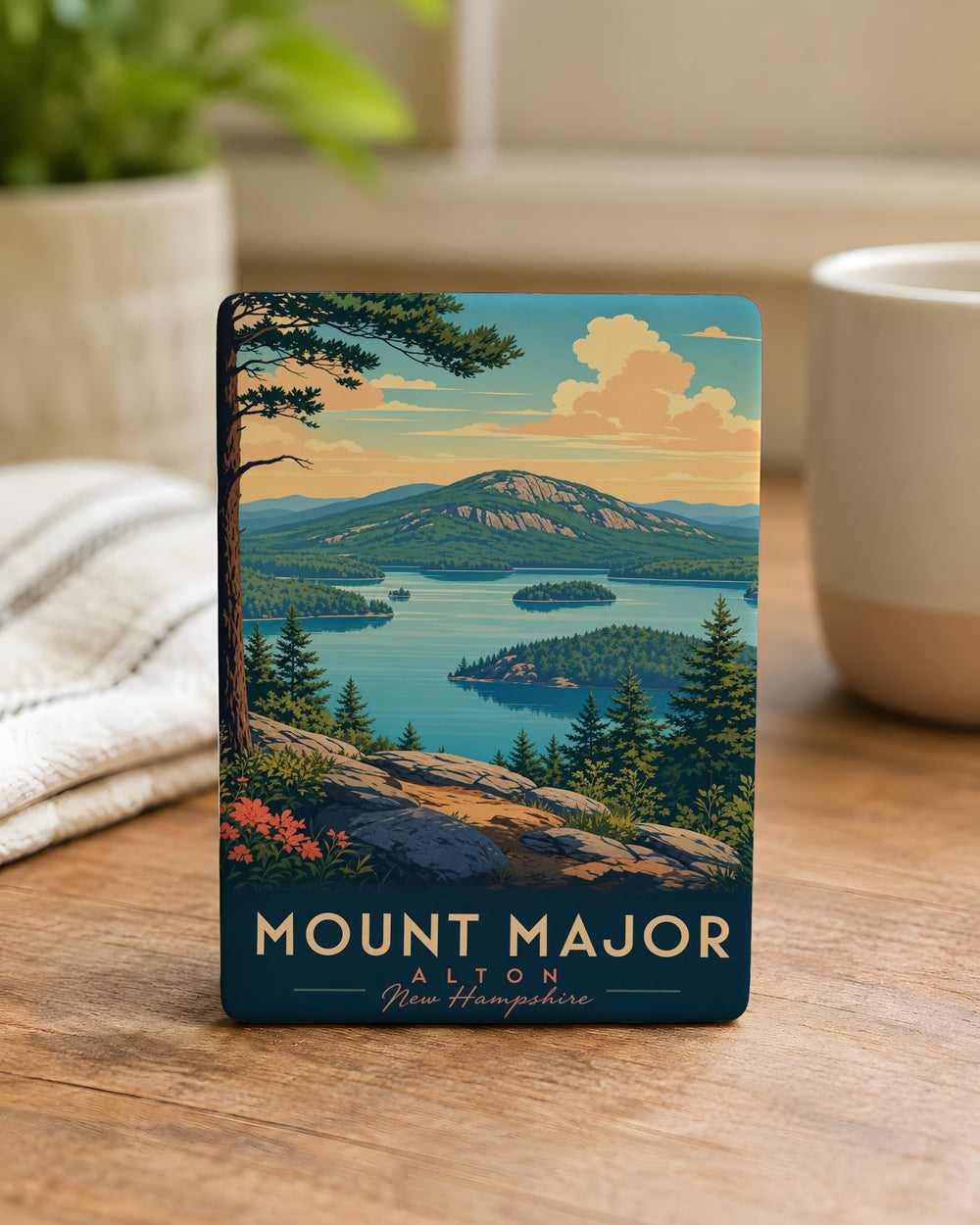 Mount Major Fridge Magnet, New Hampshire Mountain Summit Souvenir Magnet, Lakes Region Hiking Outdoor Travel Keepsake