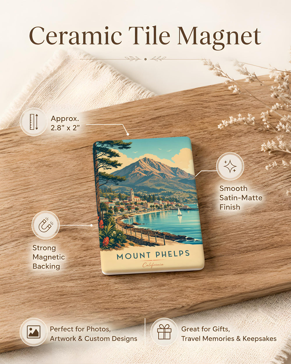 Mount Phelps Fridge Magnet, Mountain Peak Souvenir Magnet, Wyoming Hiking & Climbing Gift, Grand Teton National Park Keepsake
