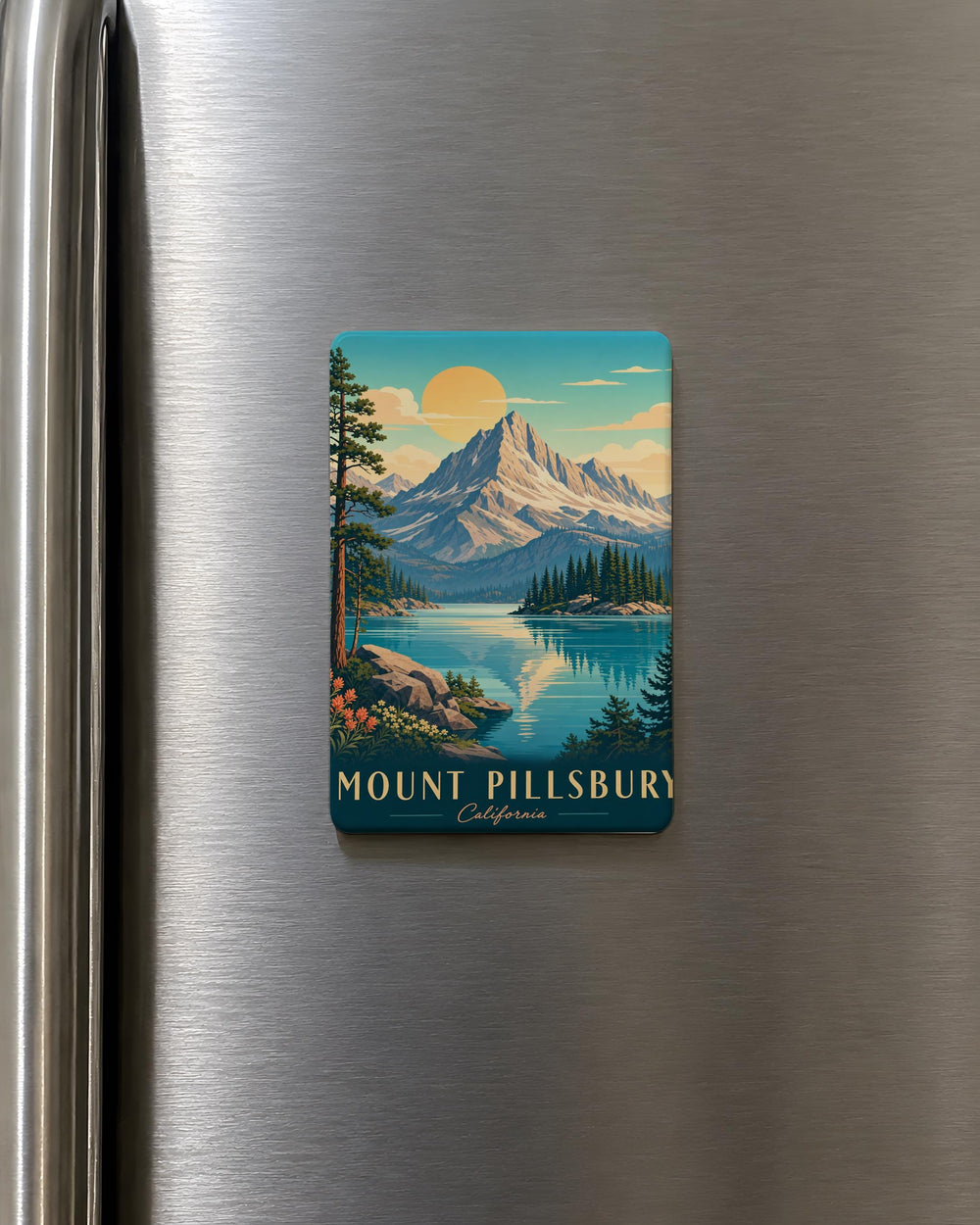 Mount Pillsbury Fridge Magnet, Mountain Peak Souvenir Magnet, Outdoor Adventure Travel Keepsake, Hiking Nature Decor Gift