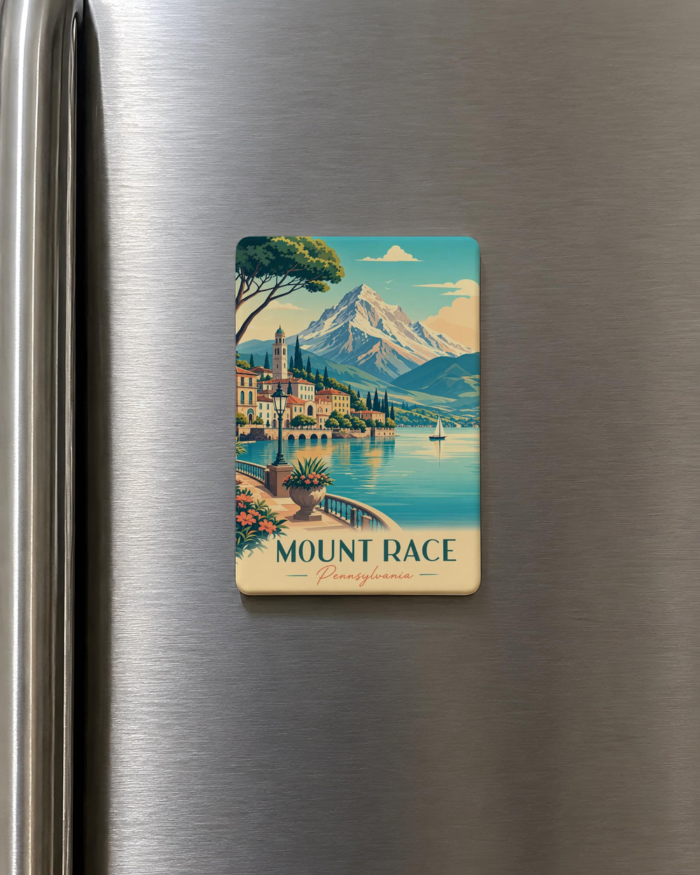 Mount Race Fridge Magnet, Mountain Trail Racing Theme Souvenir Magnet, Outdoor Adventure Gift, Hiking Running Race Keepsake