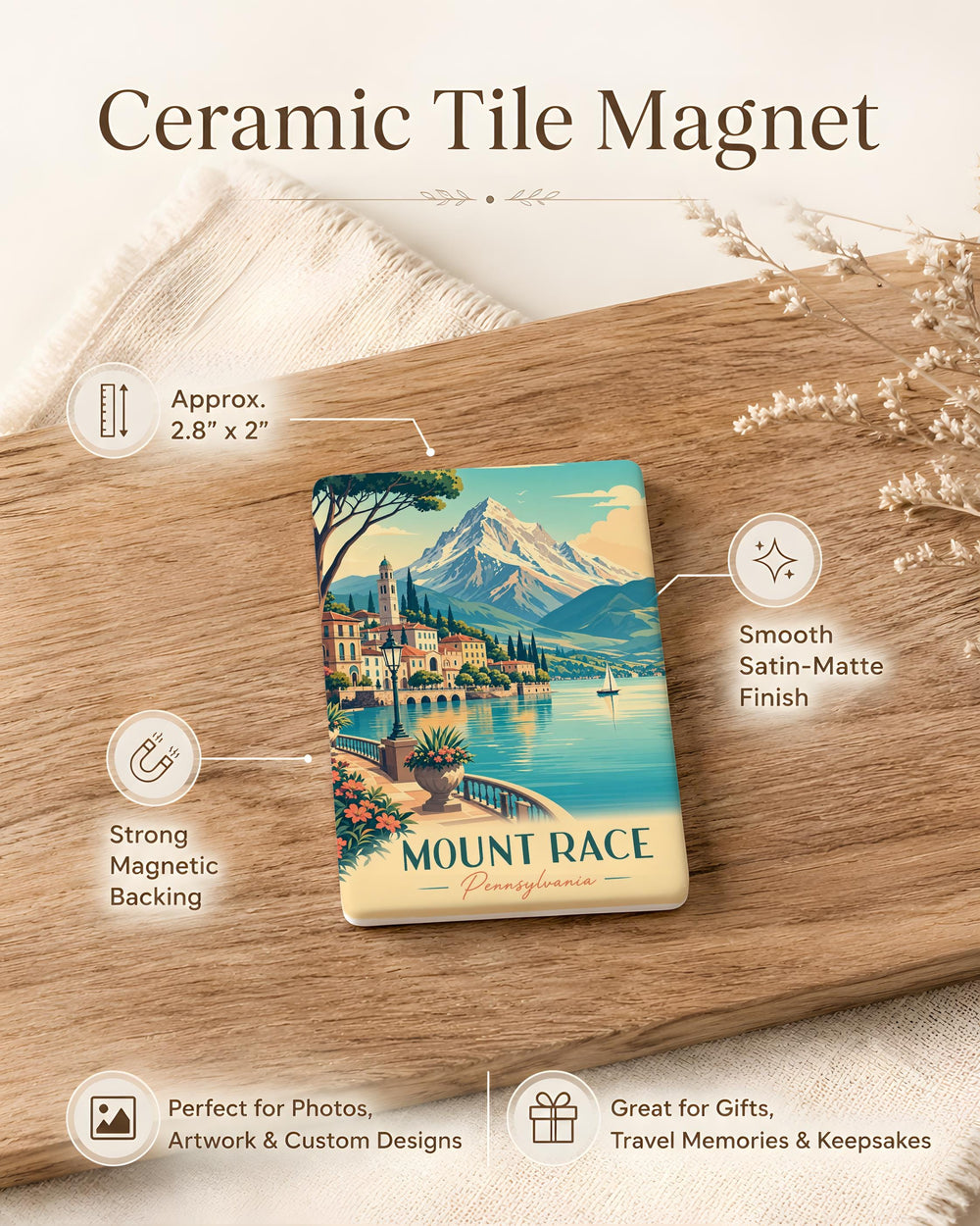 Mount Race Fridge Magnet, Mountain Trail Racing Theme Souvenir Magnet, Outdoor Adventure Gift, Hiking Running Race Keepsake