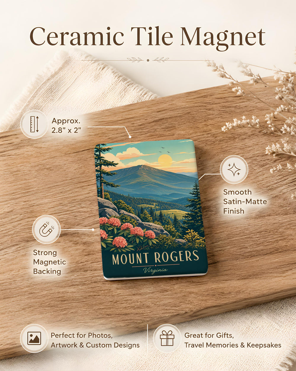 Mount Rogers Fridge Magnet, Mount Rogers Virginia Souvenir Magnet, Appalachian Mountains Travel Keepsake Magnet