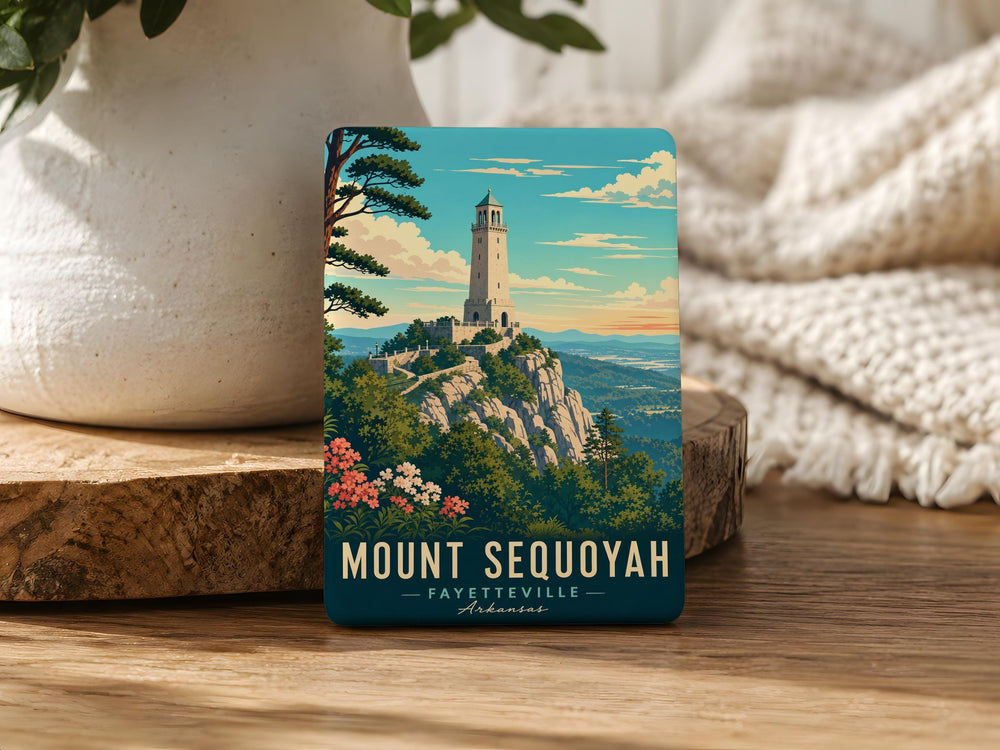 Mount Sequoyah Fridge Magnet, Mount Sequoyah Arkansas Souvenir Magnet, Fayetteville AR Landmark Refrigerator Magnet