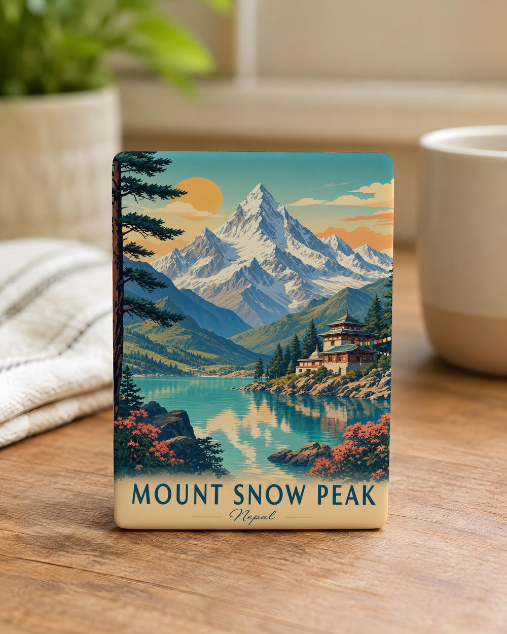 Mount Snow Peak Fridge Magnet, Mountain Summit Landscape Souvenir Magnet, Outdoor Adventure Travel Keepsake Gift