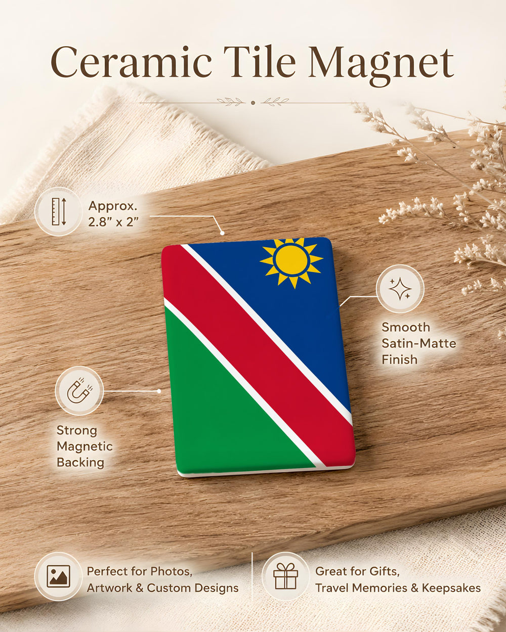 Namibia Flag Fridge Magnet, Namibia Souvenir Magnet, African Country Flag Kitchen Decor, Travel Gift, Namibia Pride Magnet