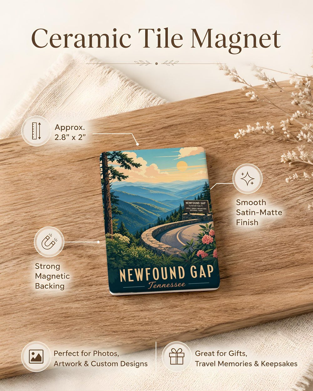 Newfound Gap Fridge Magnet, Great Smoky Mountains National Park Souvenir, Scenic Mountain Pass Travel Gift