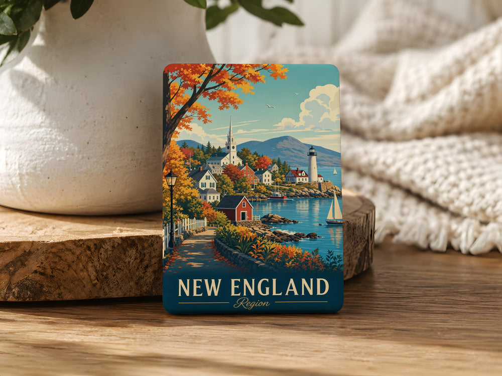 New England Region Fridge Magnet, New England Map Magnet, Massachusetts Maine Vermont New Hampshire Connecticut Rhode Island Souvenir Magnet