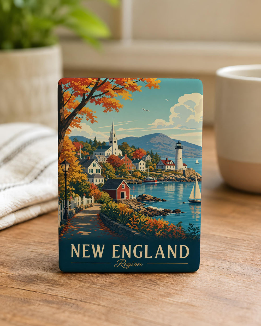New England Region Fridge Magnet, New England Map Magnet, Massachusetts Maine Vermont New Hampshire Connecticut Rhode Island Souvenir Magnet