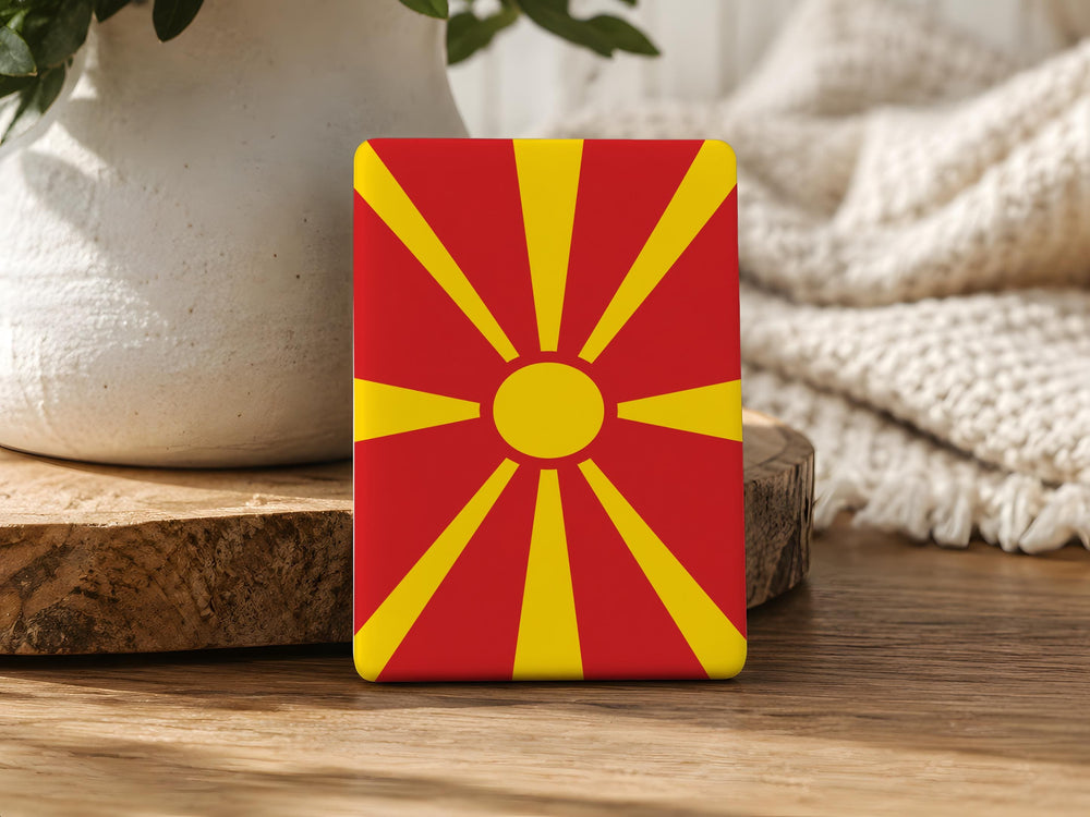 North Macedonia Flag Fridge Magnet, North Macedonian National Flag Magnet, Balkan Souvenir Kitchen Magnet