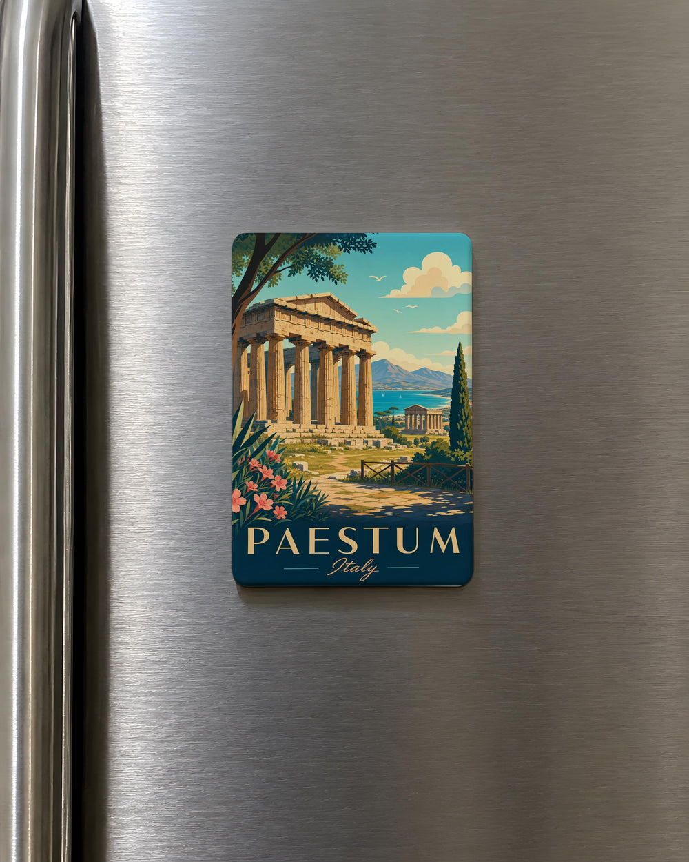Paestum Italy Fridge Magnet, Ancient Greek Temple Ruins Souvenir Magnet, Paestum Archaeological Site Travel Gift