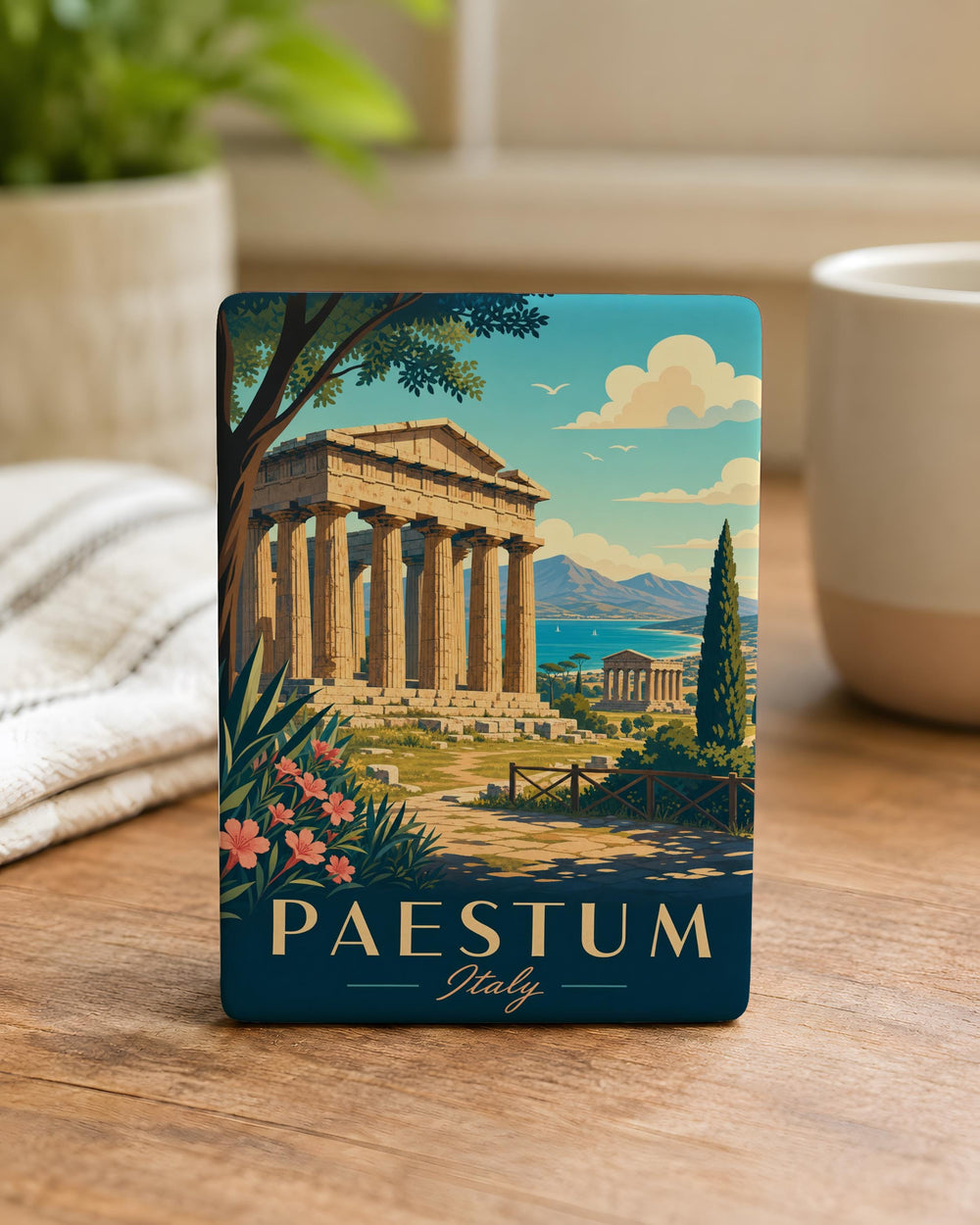 Paestum Italy Fridge Magnet, Ancient Greek Temple Ruins Souvenir Magnet, Paestum Archaeological Site Travel Gift